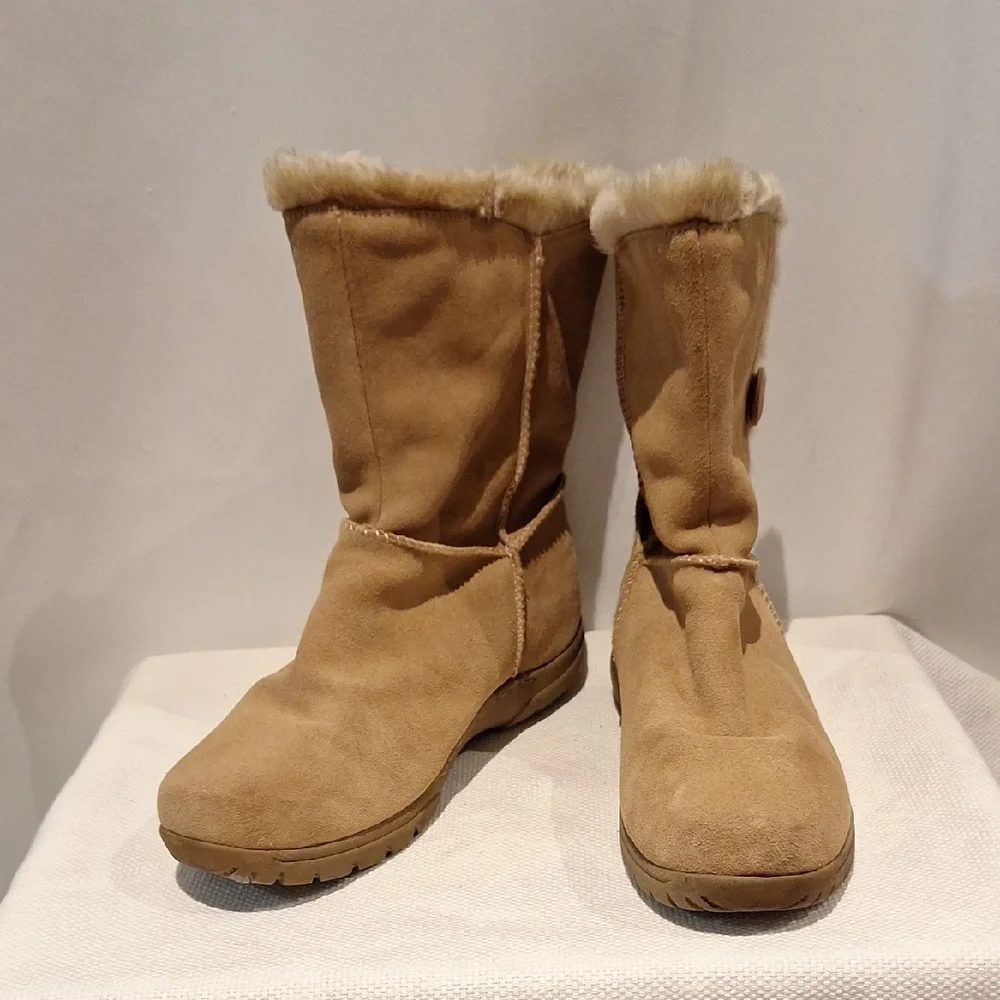 Bass Tann Suede Faux Fur Lined Winter Boots Size 10
